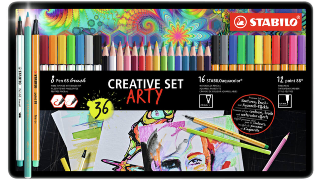 Creative set STABILO 87/3193 Arty assorti metalen etui à 36 stuks