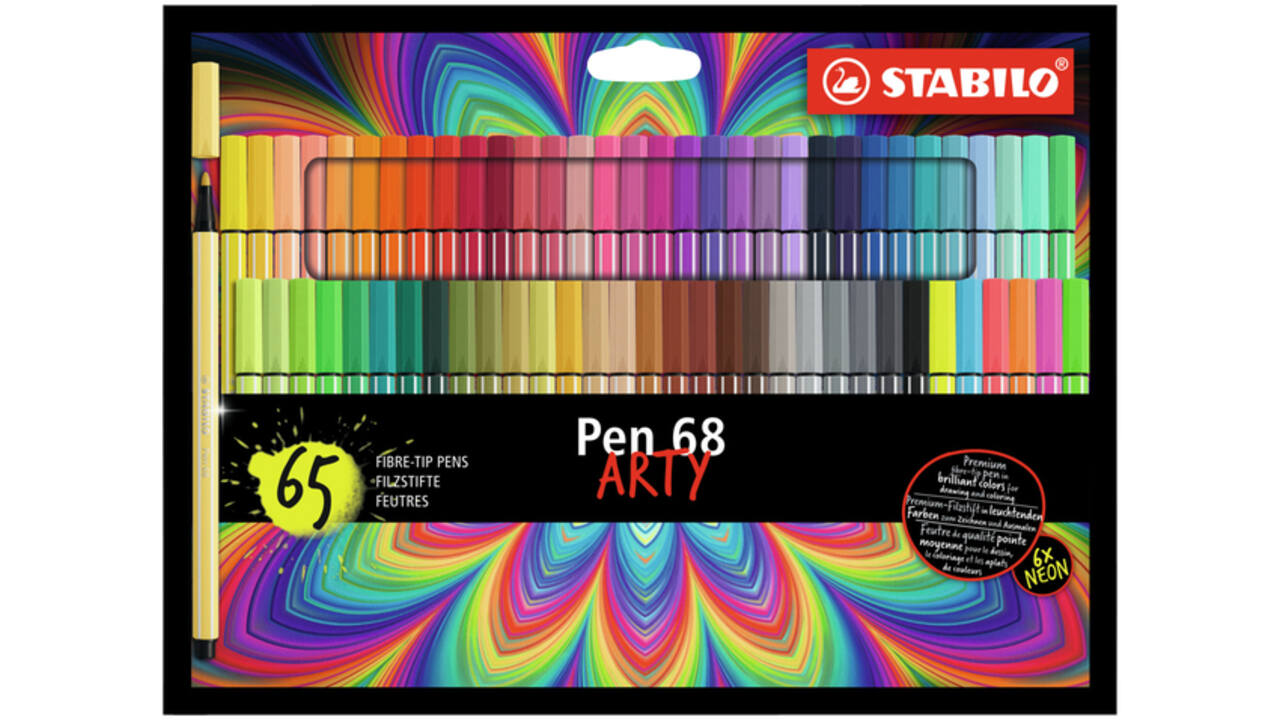 Viltstift STABILO Pen 68 Arty medium assorti set à 65 stuks