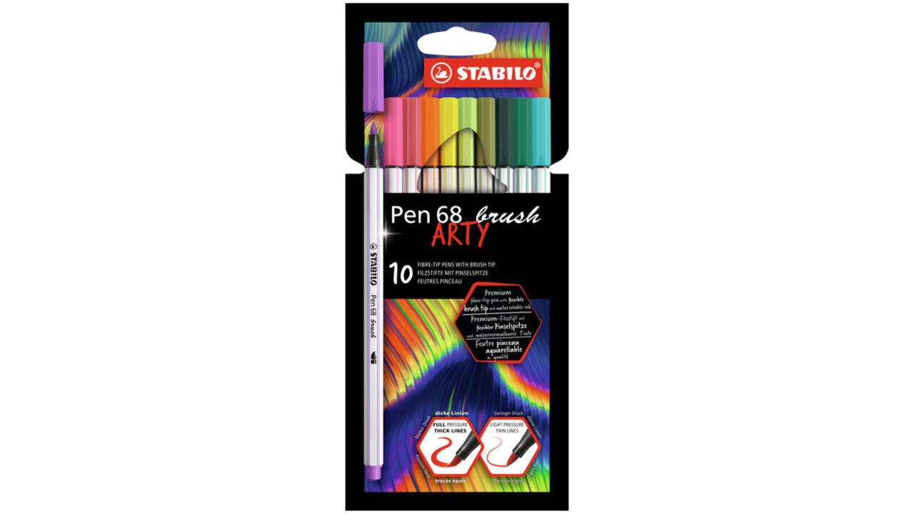 Brushstift STABILO Pen 568/10 Arty assorti set à 10 stuks