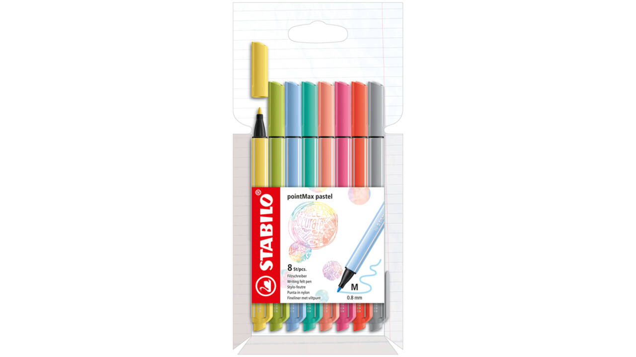 Viltstift STABILO pointMax 488/8 medium assorti pastel etui à 8 stuks