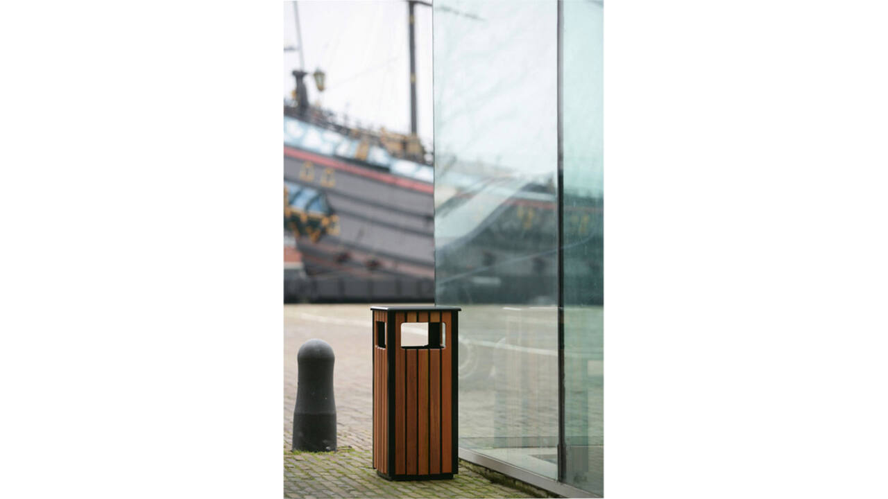 Afvalbak Vepa Bins voor buiten 36 liter zwart/houtlook