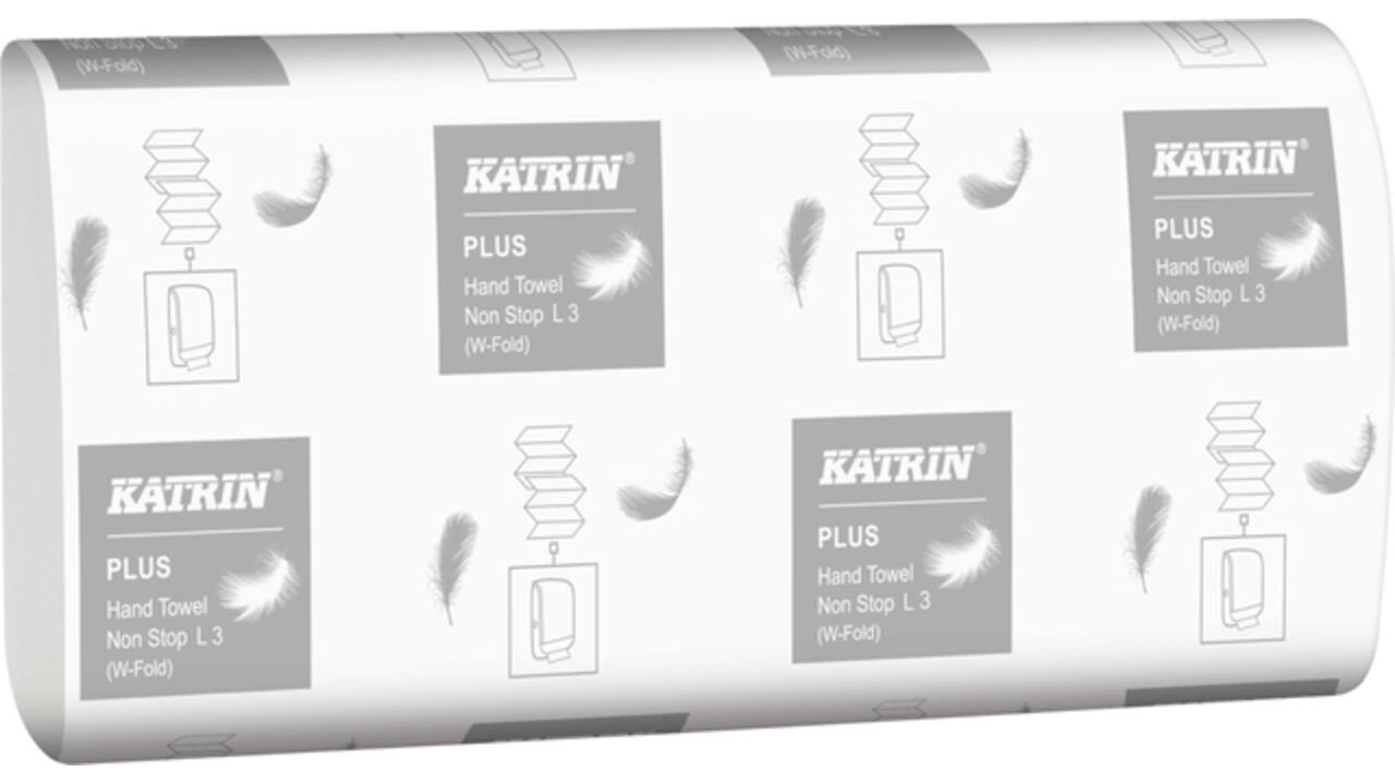 Handdoek Katrin Plus w-vouw 3-laags 203x320mm 25x90 vel wit 61600