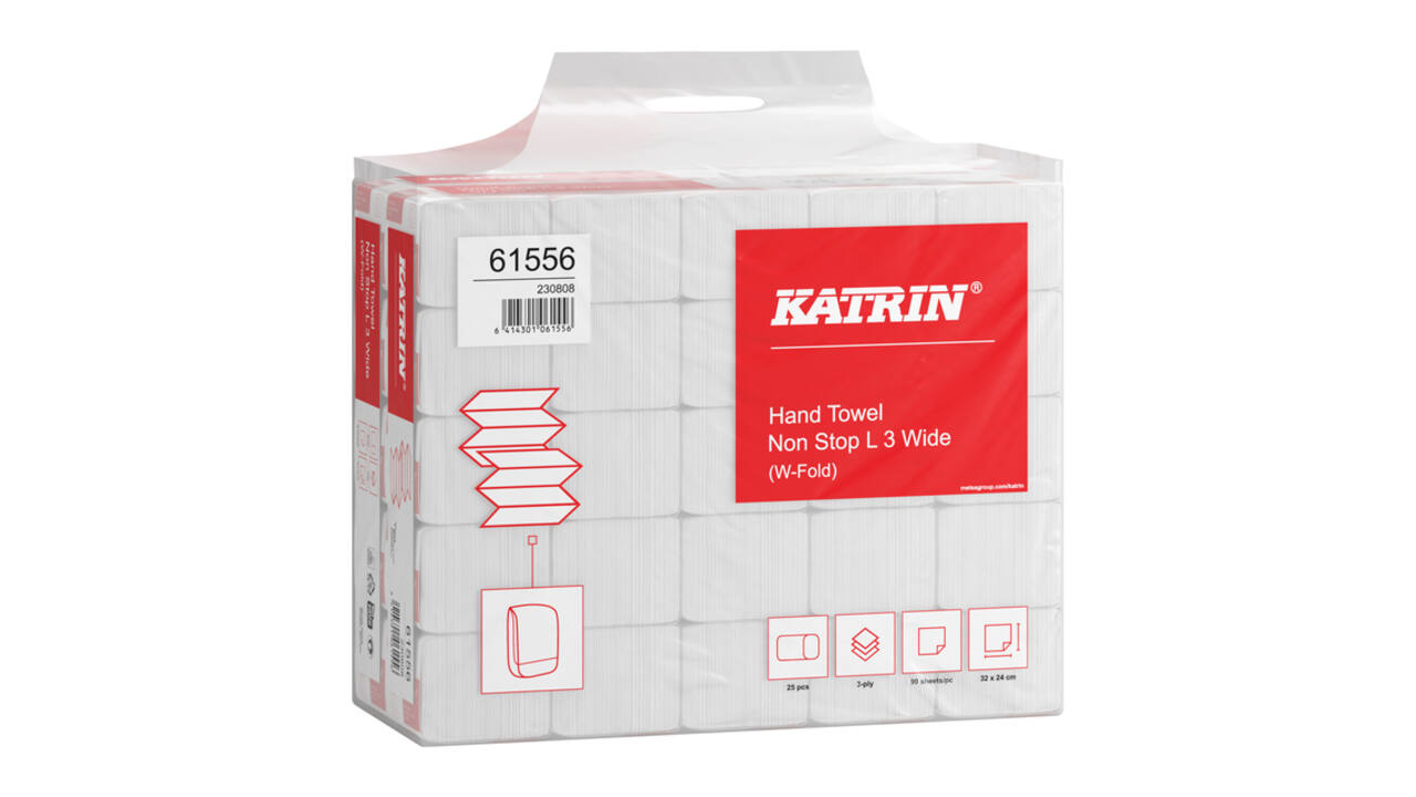 Handdoek Katrin w-vouw 3-laags 240x320mm 25x90 vel wit 61556