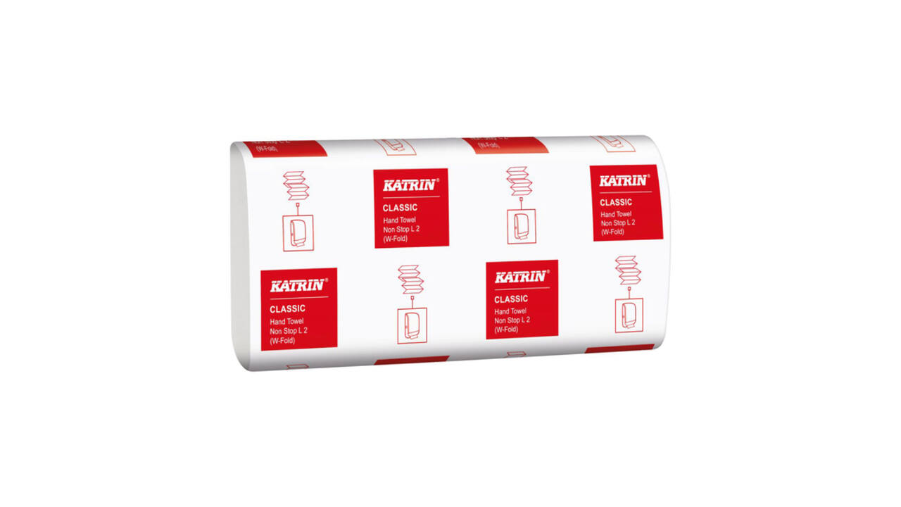 Handdoek Katrin w-vouw 2-laags 203x320mm 25x120 vel wit 61594