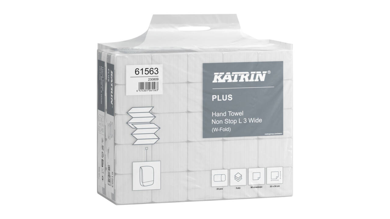 Handdoek Katrin Plus w-vouw 3-laags 240x320mm 25x90 vel wit 61563