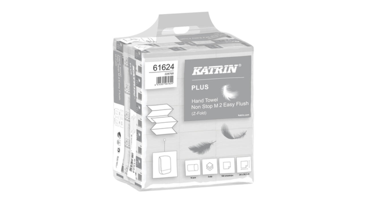 Handdoek Katrin Plus z-vouw 2-laags 203x240mm 15x160 vel wit 61624