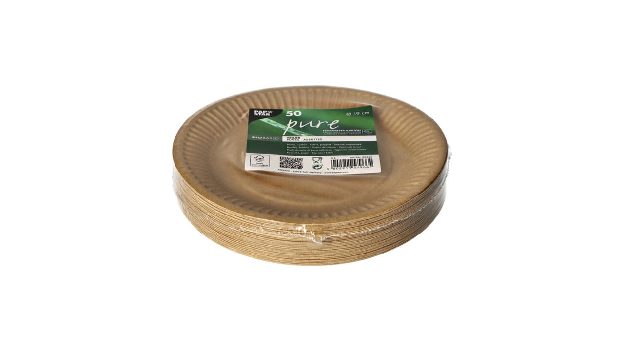 Bord Papstar 190mm karton bruin 50 stuks