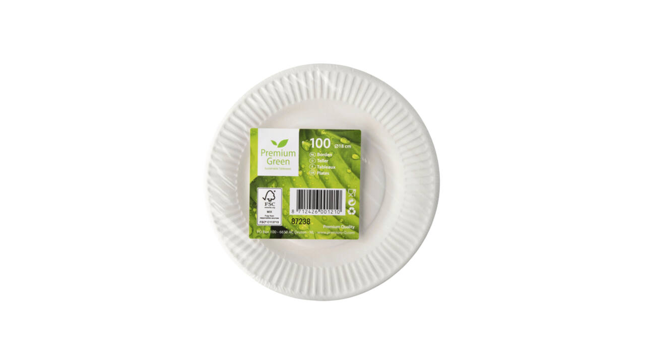 Bord IEZZY Ø180mm karton 100 stuks wit