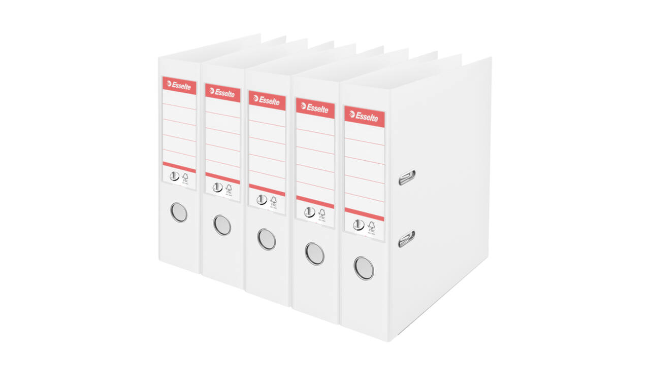 Ordner Esselte No.1 72mm PP 30% gerecycled folie Multipack wit 5 stuks