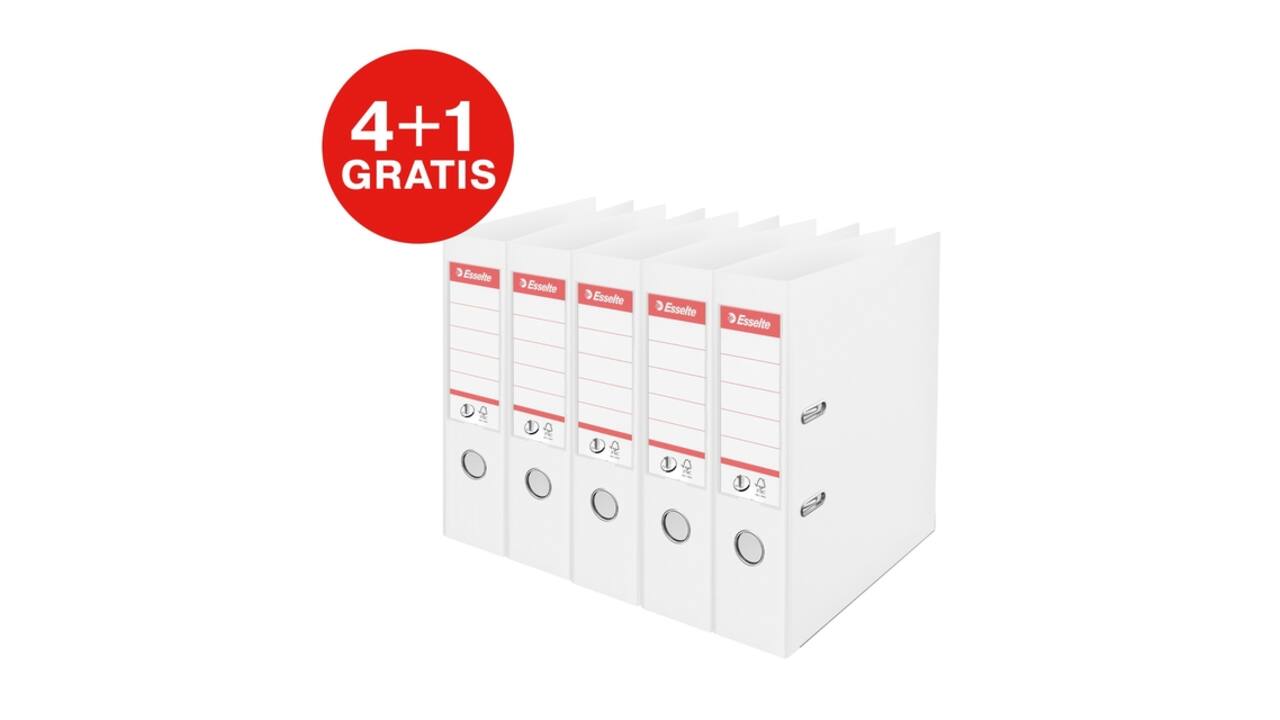 Ordner Esselte No.1 72mm PP 30% gerecycled folie Multipack wit 5 stuks