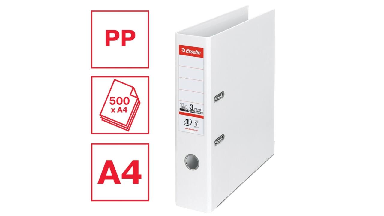 Ordner Esselte No.1 72mm PP 30% gerecycled folie Multipack wit 5 stuks
