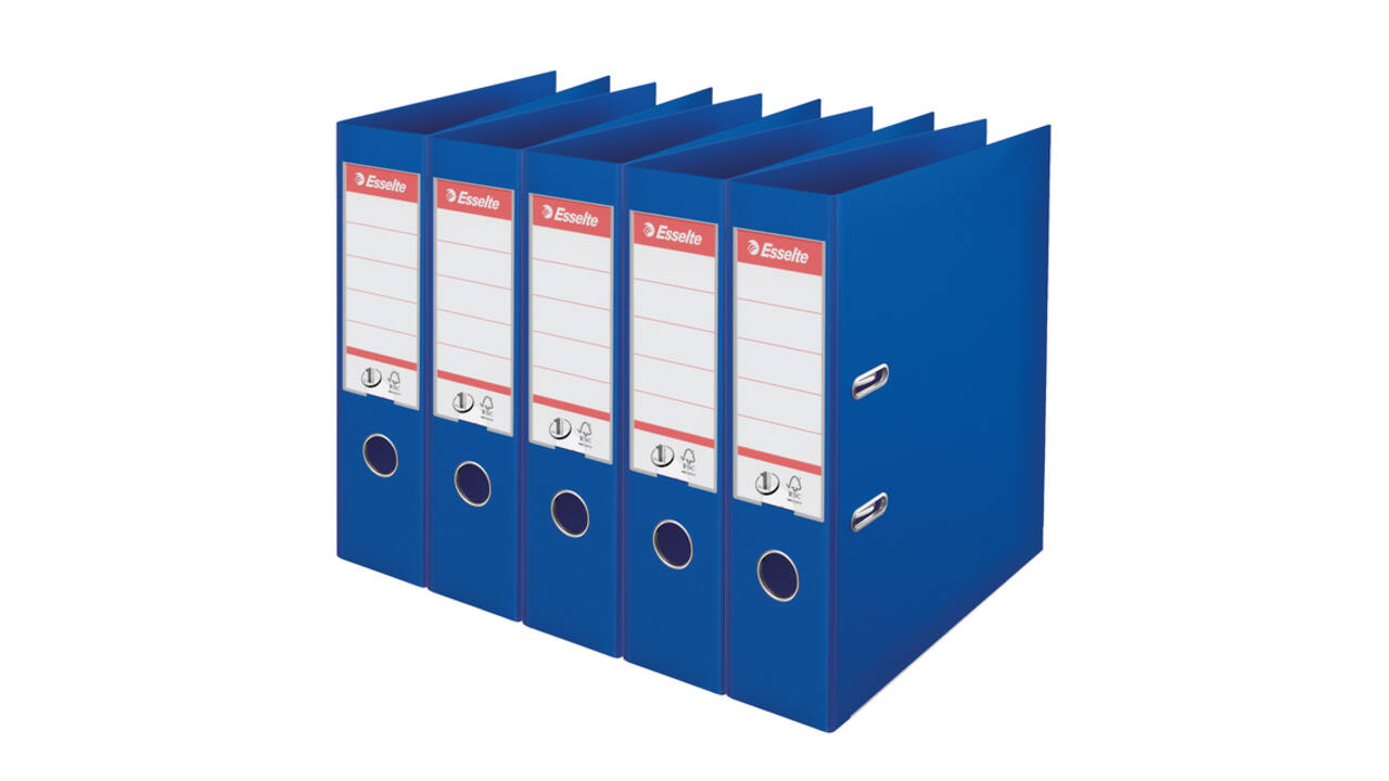 Ordner Esselte No.1 72mm PP 30% gerecycled folie Multipack blauw 5 stuks