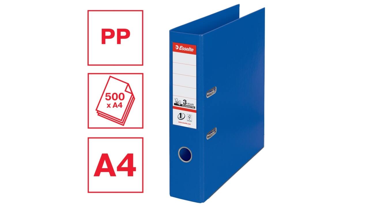 Ordner Esselte No.1 72mm PP 30% gerecycled folie Multipack blauw 5 stuks