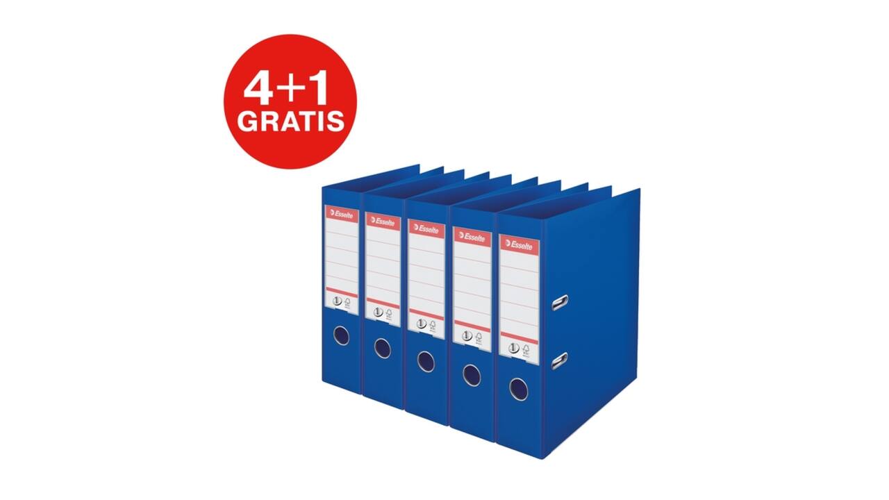 Ordner Esselte No.1 72mm PP 30% gerecycled folie Multipack blauw 5 stuks