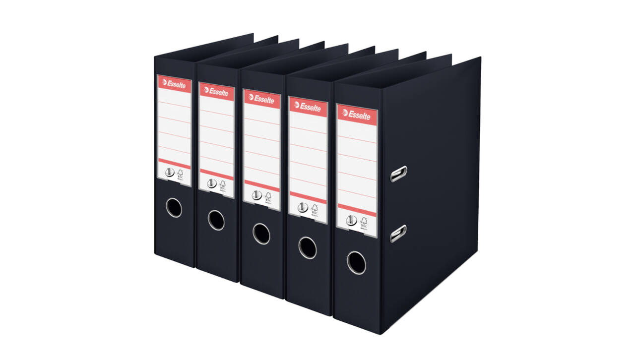 Ordner Esselte No.1 72mm PP 30% gerecycled folie Multipack zwart 5 stuks