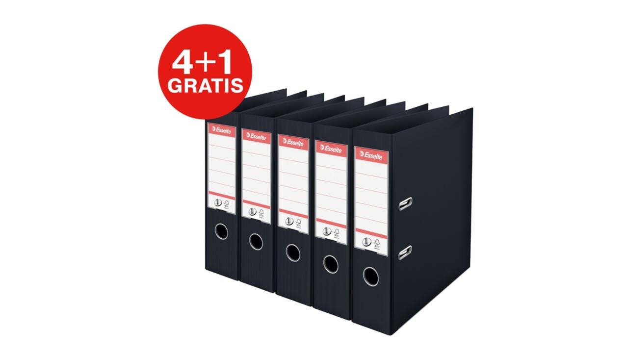 Ordner Esselte No.1 72mm PP 30% gerecycled folie Multipack zwart 5 stuks