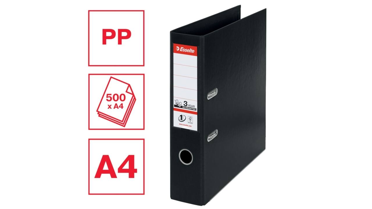 Ordner Esselte No.1 72mm PP 30% gerecycled folie Multipack zwart 5 stuks