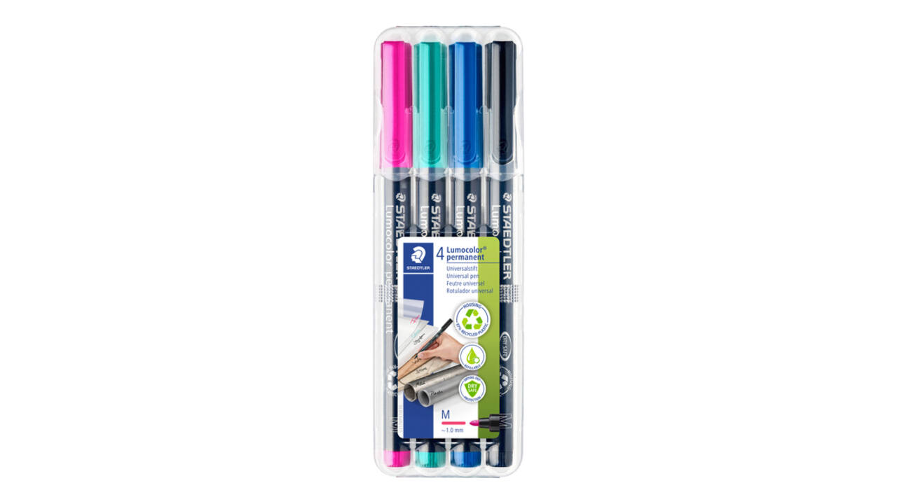 Viltstift Staedtler Lumocolor 317 permanent M set à 4 kleuren