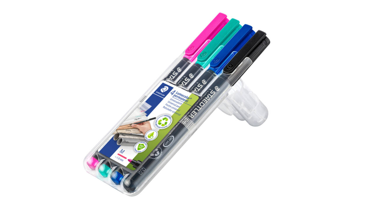 Viltstift Staedtler Lumocolor 317 permanent M set à 4 kleuren