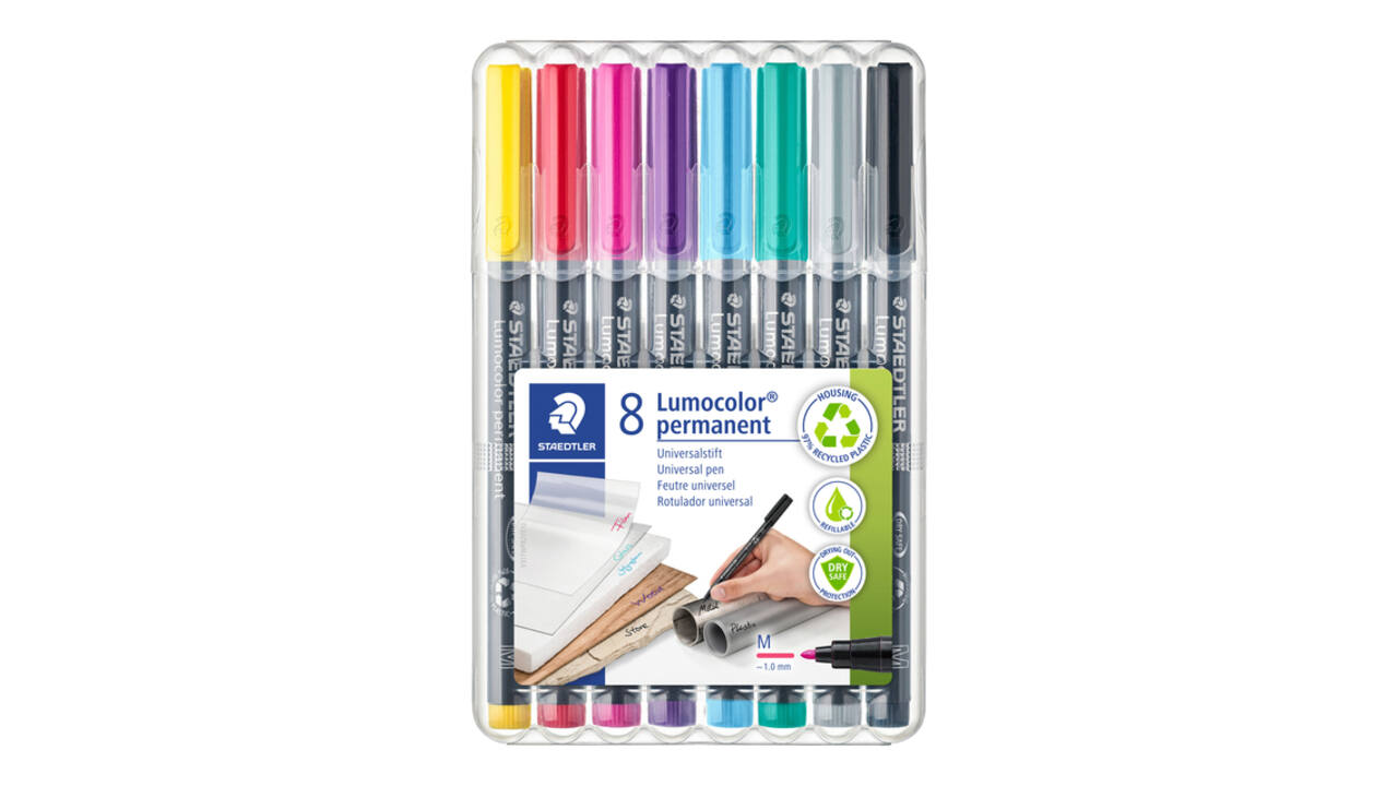 Viltstift Staedtler Lumocolor 317 permanent M set à 8 kleuren