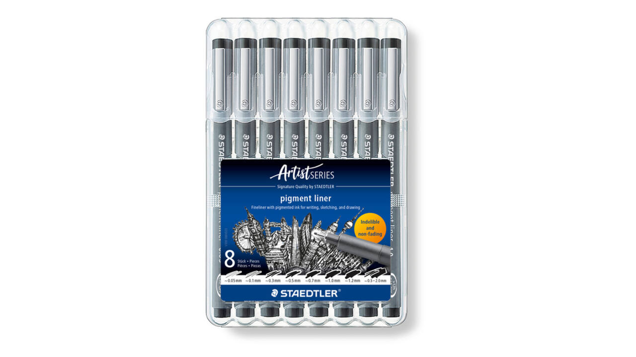 Fineliner Staedtler Pigment 308 zwart 8 stuks