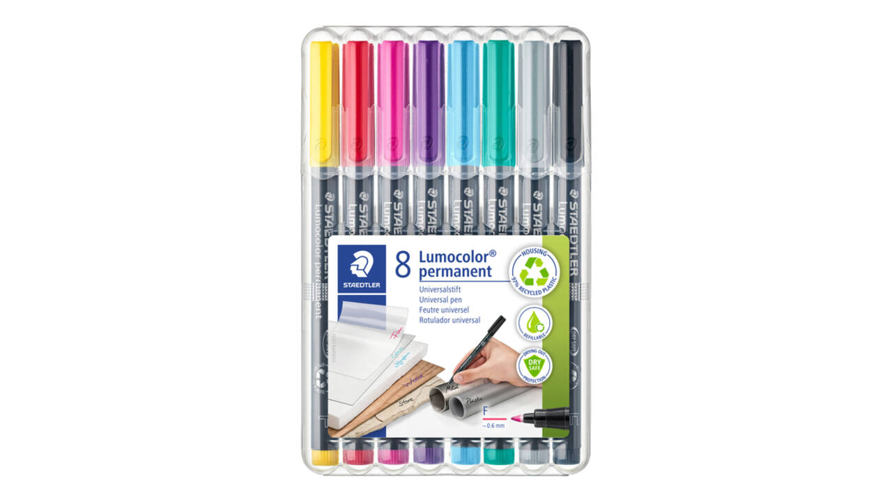 Viltstift Staedtler Lumocolor 318 permanent F set à 8 kleuren