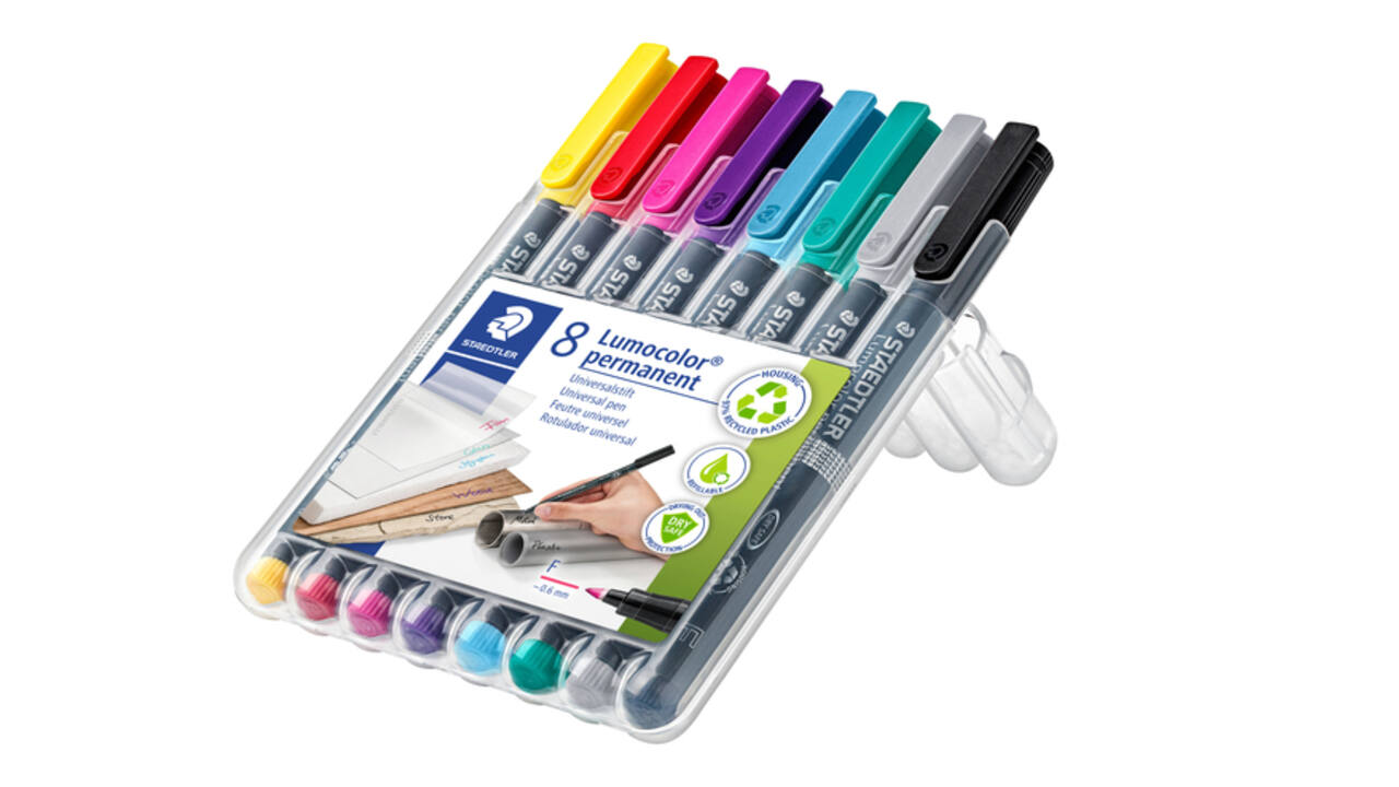 Viltstift Staedtler Lumocolor 318 permanent F set à 8 kleuren