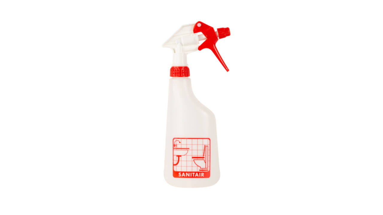 Sprayflacon Cleaninq 600ml leeg met logo sanitair