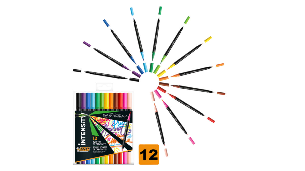 Kleurstiften Bic Intensity dual-tip assorti etui à 12 stuks