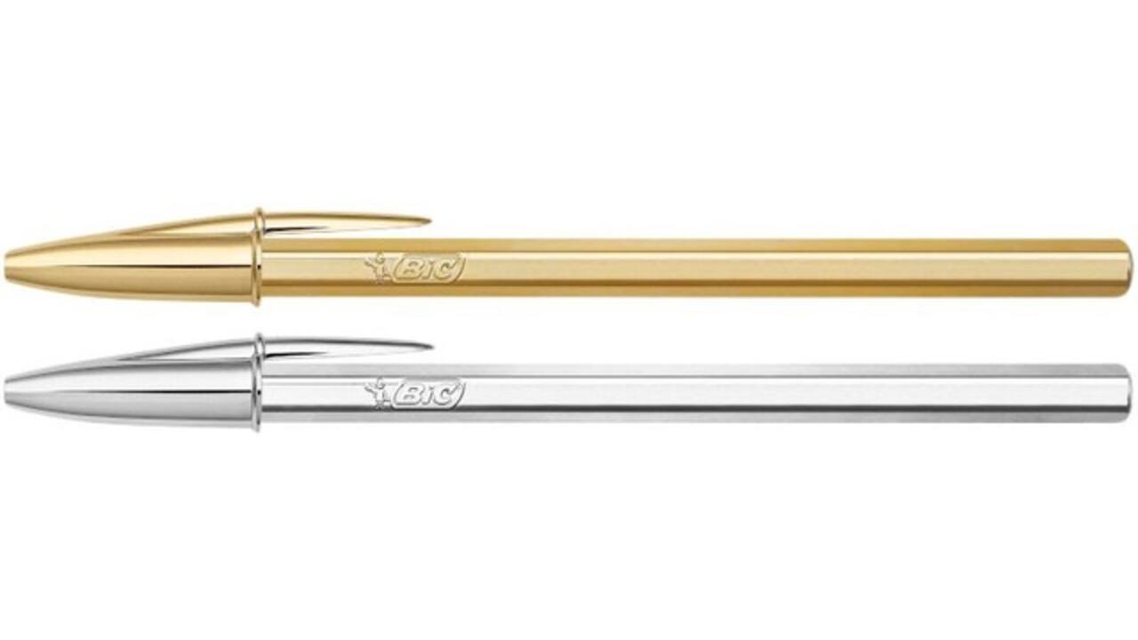 Balpen BIC Cristal medium goud en zilver