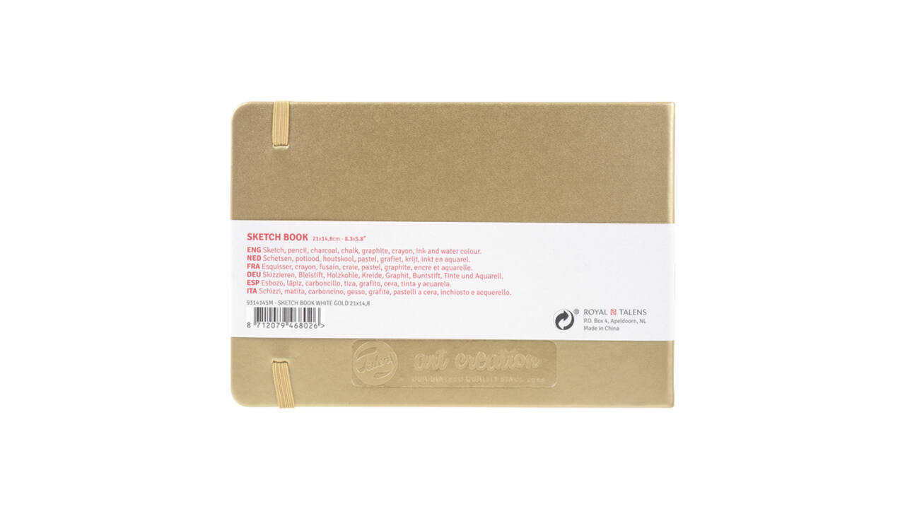 Schetsboek Talens Art Creation 80 witte vellen 140gr 210x150mm witgoud