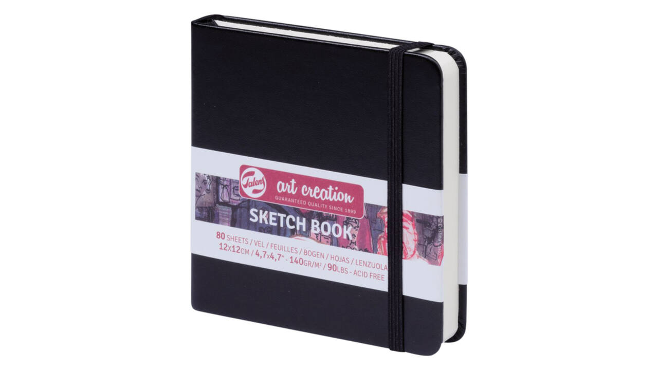 Schetsboek Talens Art Creation 80 witte vellen 140gr 120x120mm zwart