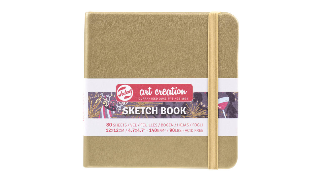 Schetsboek Talens Art Creation 80 witte vellen 140gr 120x120mm witgoud