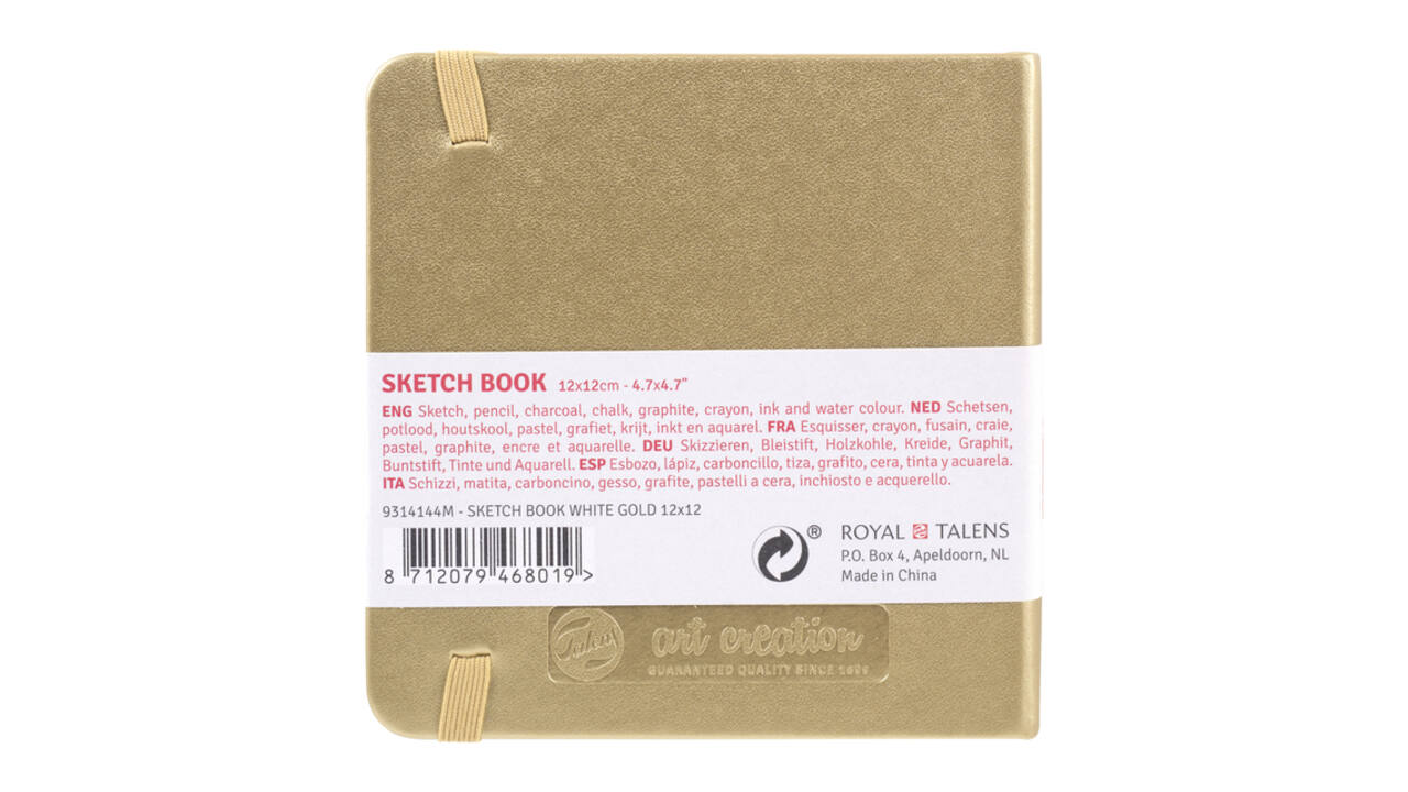 Schetsboek Talens Art Creation 80 witte vellen 140gr 120x120mm witgoud