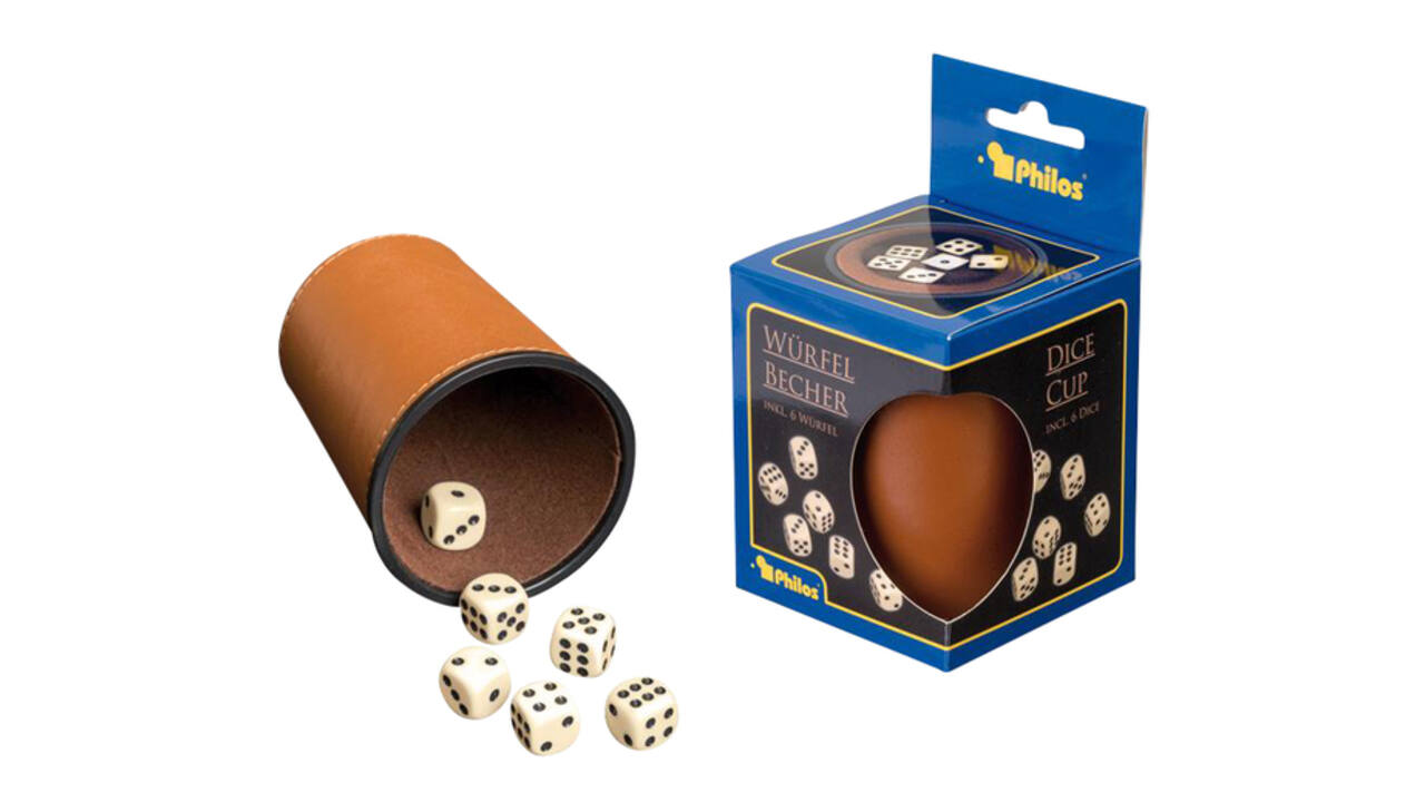 Dobbelbeker Tuckers Fun Factory kunstleer incl 6 dobbelstenen