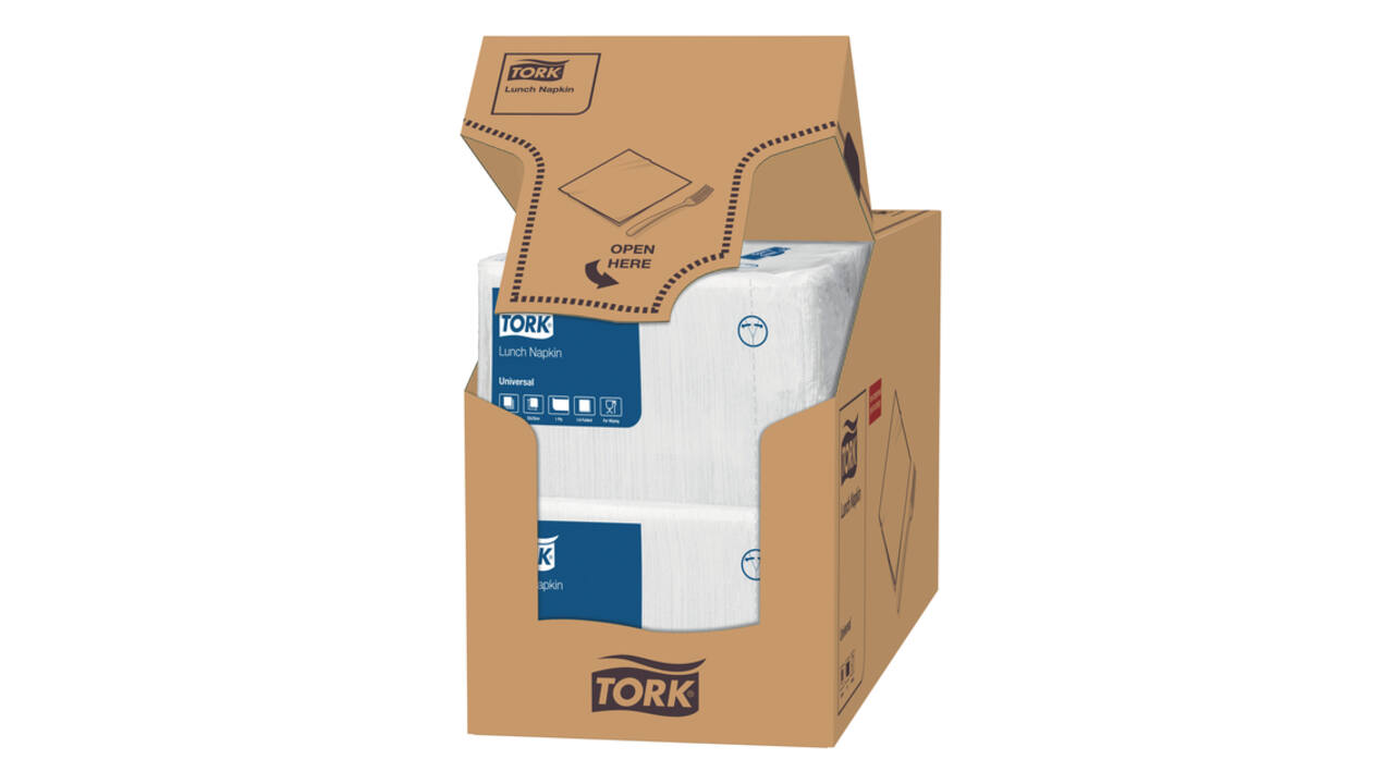 Lunchservet Tork Universal 1/4 vouw 1-laags 325x325mm 500 vel wit 509300
