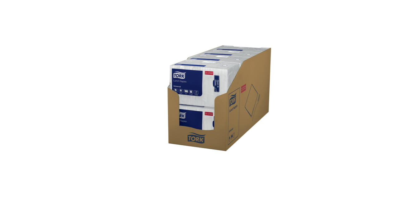 Lunchservet Tork Universal 1/4 vouw 1-laags 325x325mm 500 vel wit 509300