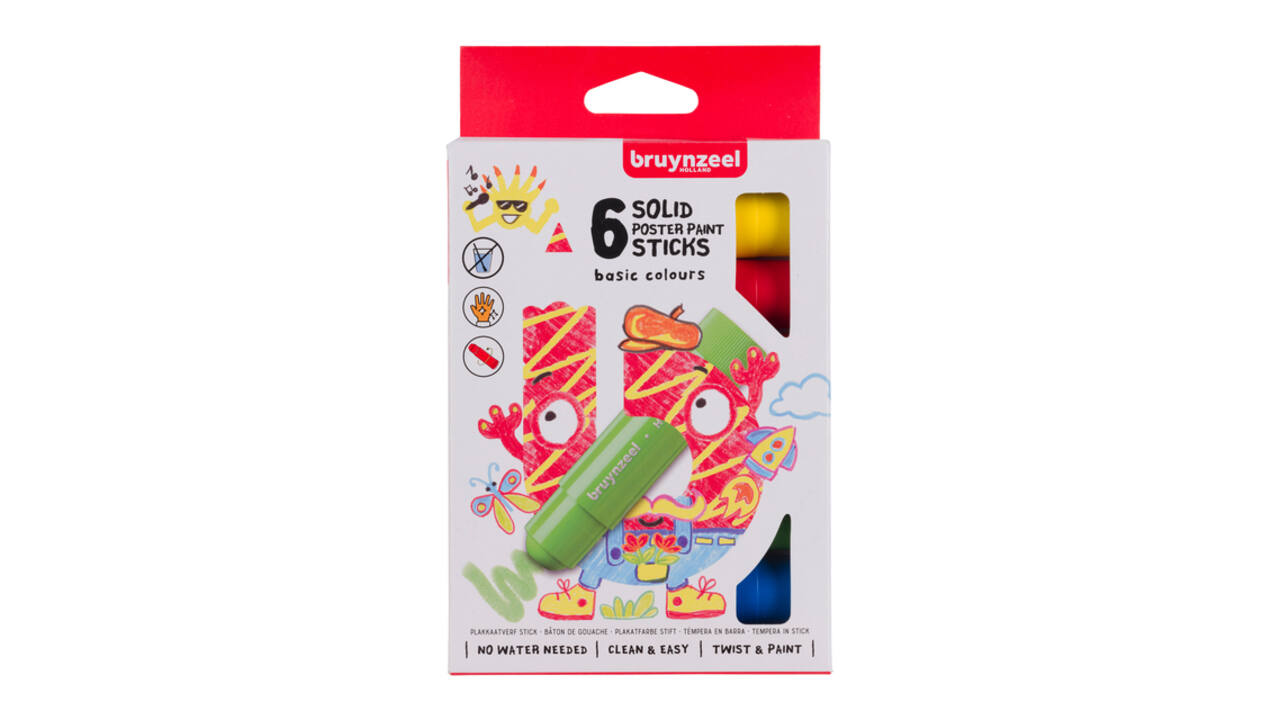 Verfstift Bruynzeel Kids assorti basis 6 stuks