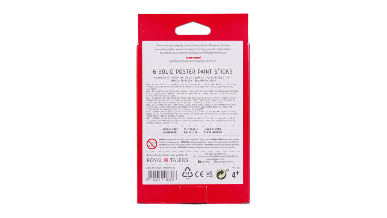 Verfstift Bruynzeel Kids assorti basis 6 stuks