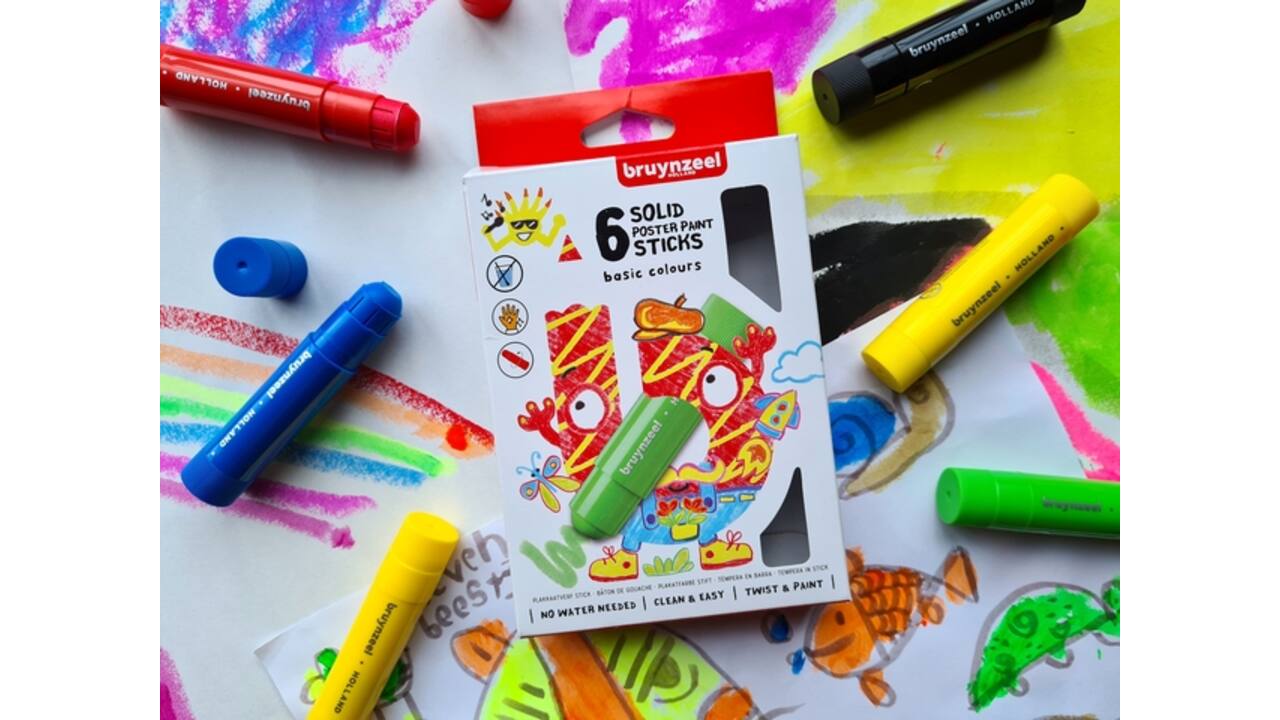 Verfstift Bruynzeel Kids assorti basis 6 stuks