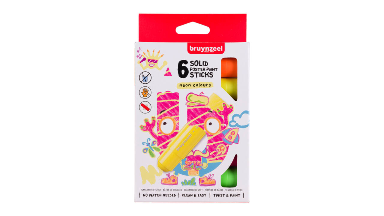 Verfstift Bruynzeel Kids assorti neon 6 stuks