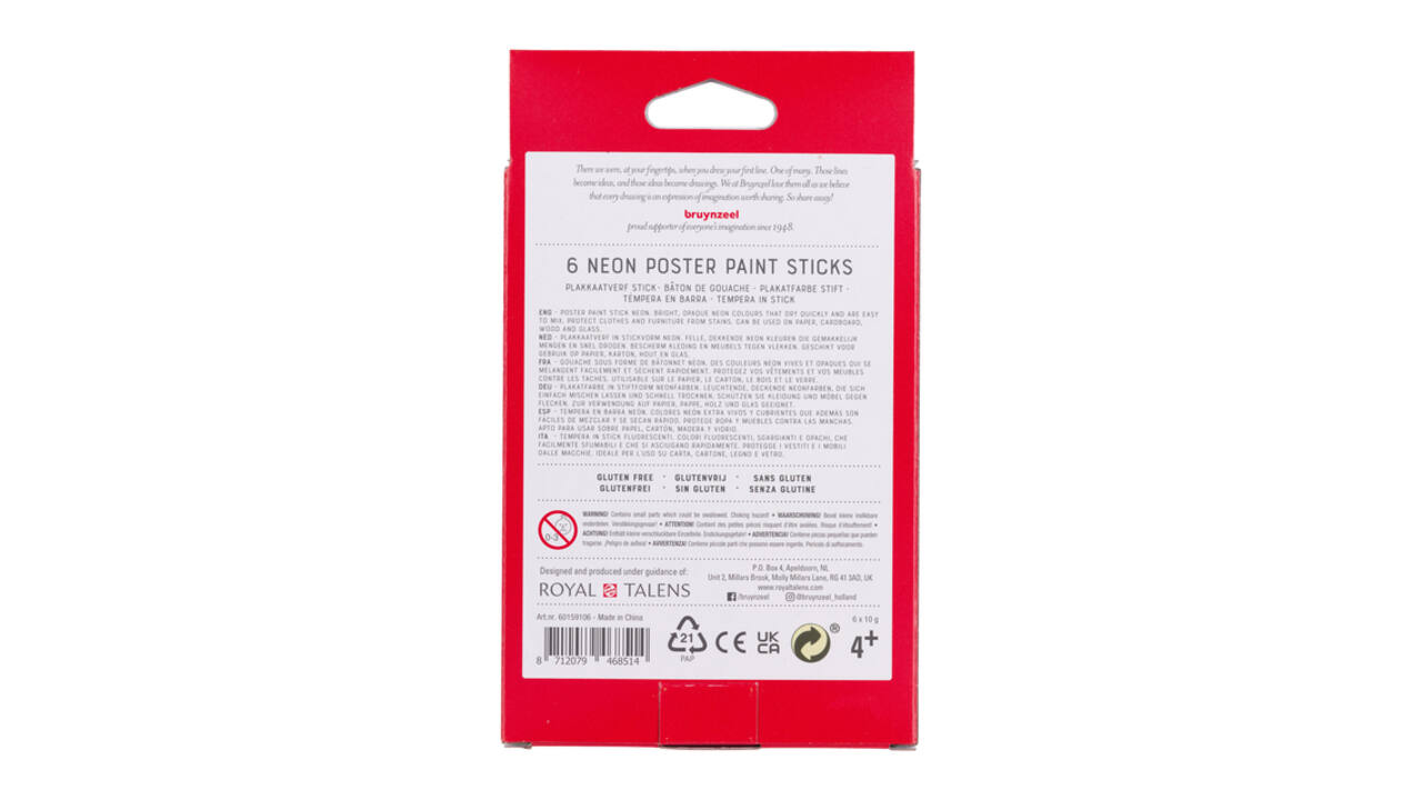 Verfstift Bruynzeel Kids assorti neon 6 stuks