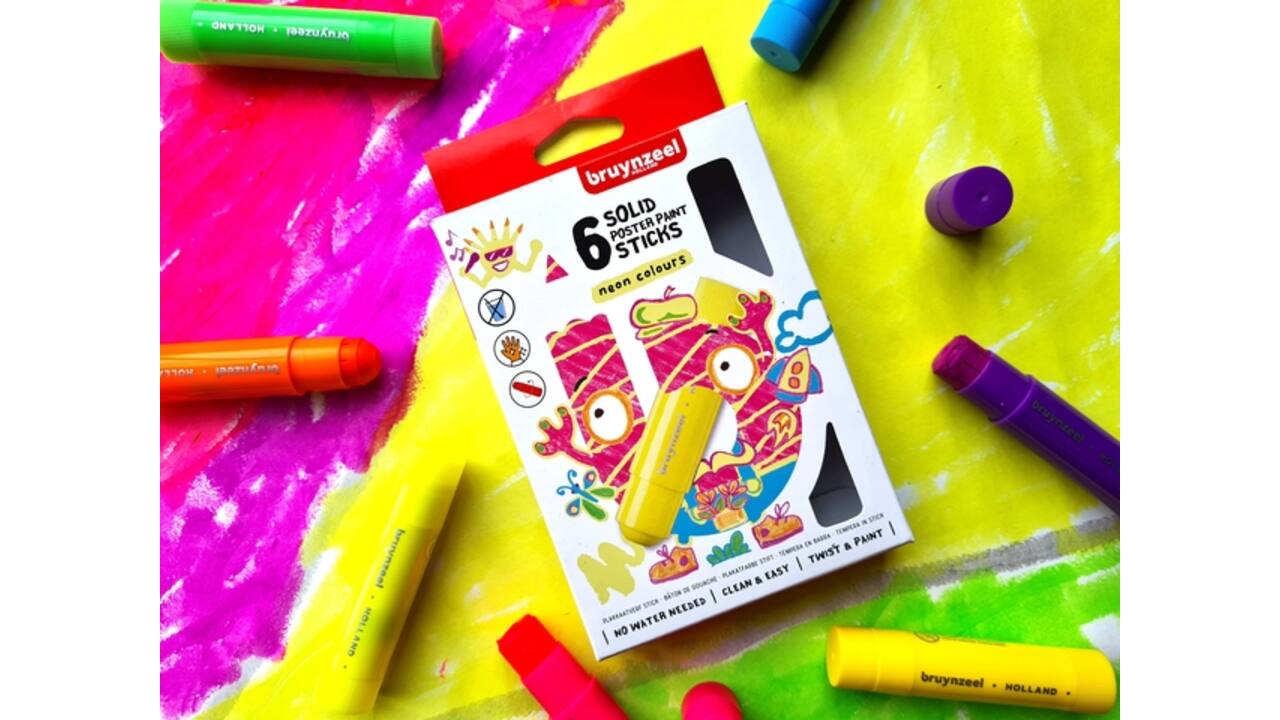 Verfstift Bruynzeel Kids assorti neon 6 stuks