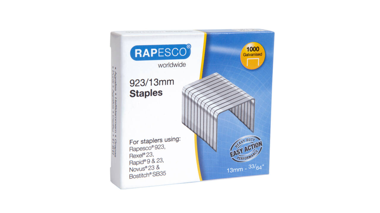 Nieten Rapesco Heavy Duty 923 13mm 1000 stuks zilver