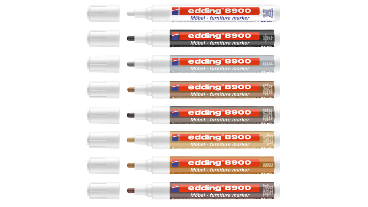 Viltstift edding 8900 meubel rond 1.5-2mm spierwit blister à 1 stuk