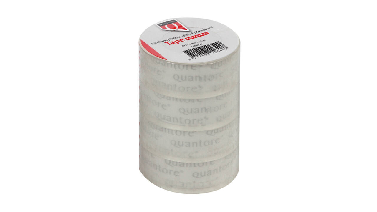Plakband Quantore 19mmx25m transparant 4 rollen