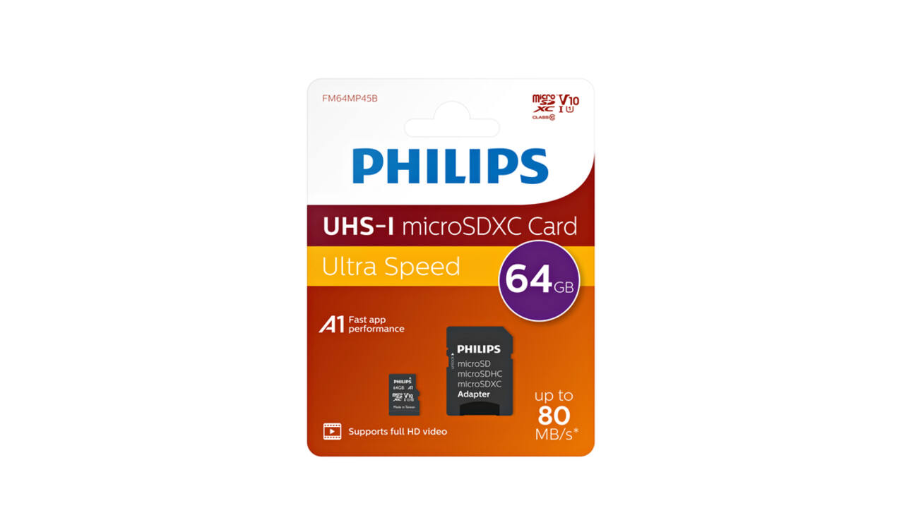 Geheugenkaart Philips micro SDXC Class 10 UHS-I U1 64GB
