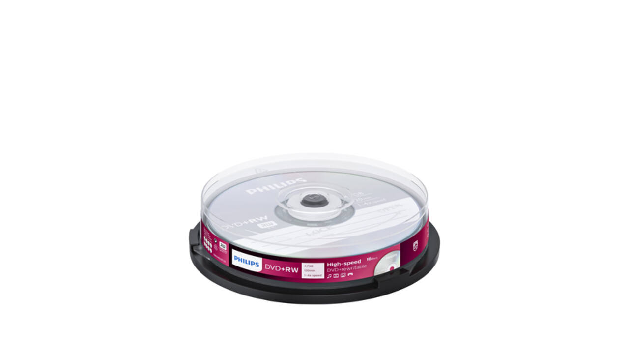 DVD+RW Philips 4.7GB 4x SP 10 stuks