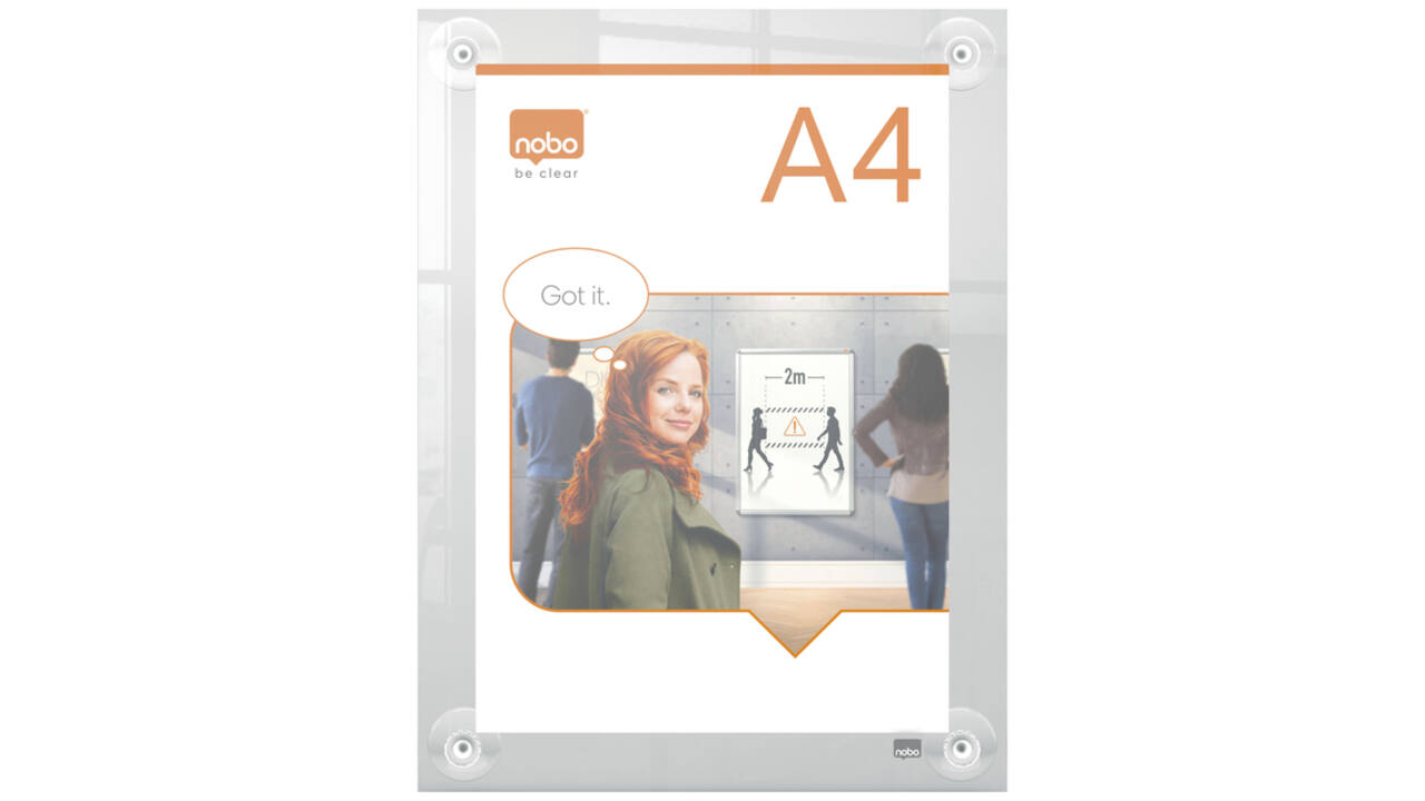 Infobord Nobo Premium Plus A4 acryl wand verplaatsbaar