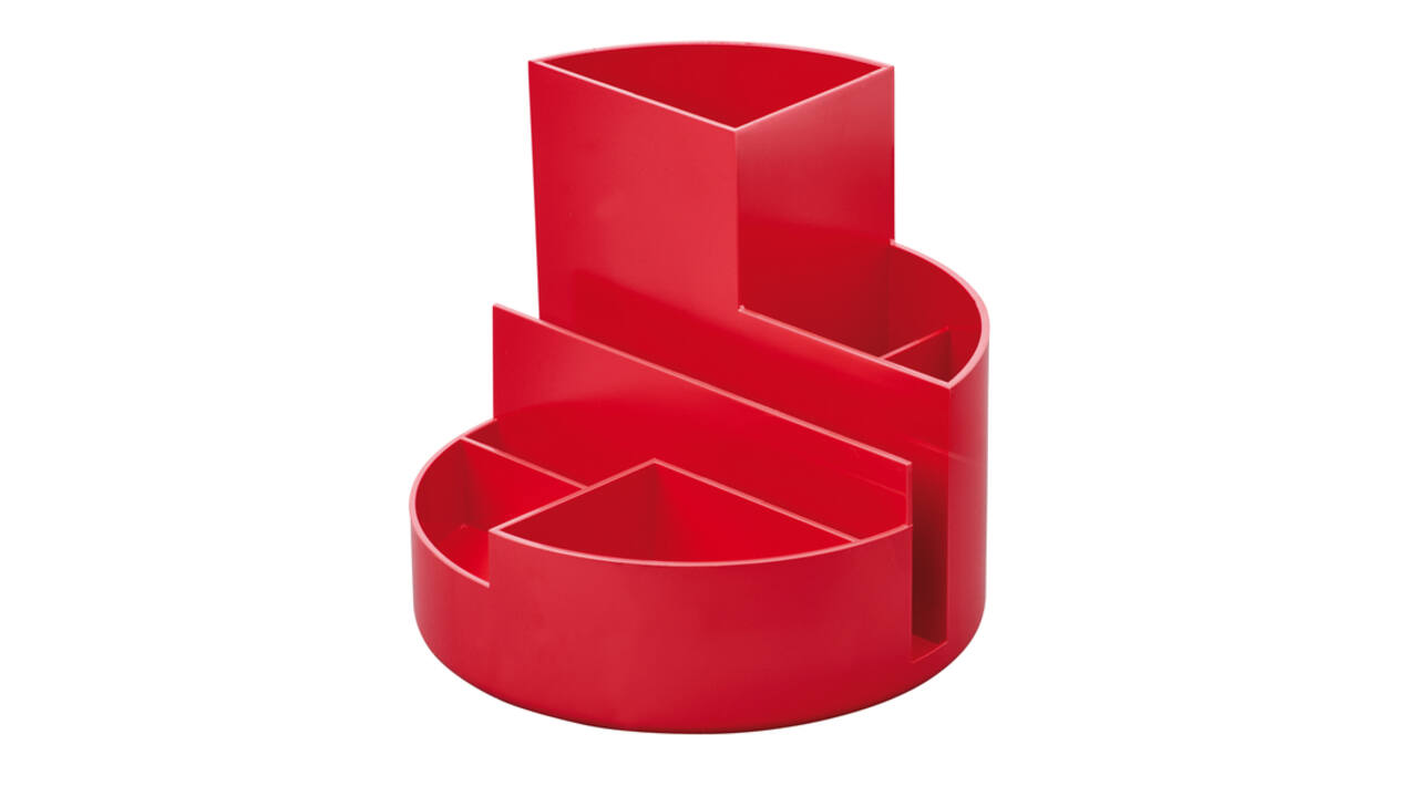 Pennenkoker MAULroundbox Blauwe Engel recycled 6 vaks rood